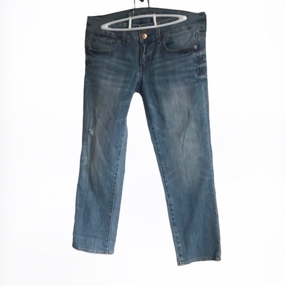 American Eagle Outfitters Denim - AMERICAN EAGLE OUTFITTERS “Artist” Distressed Blue Denim Stretch Cropped Jeans